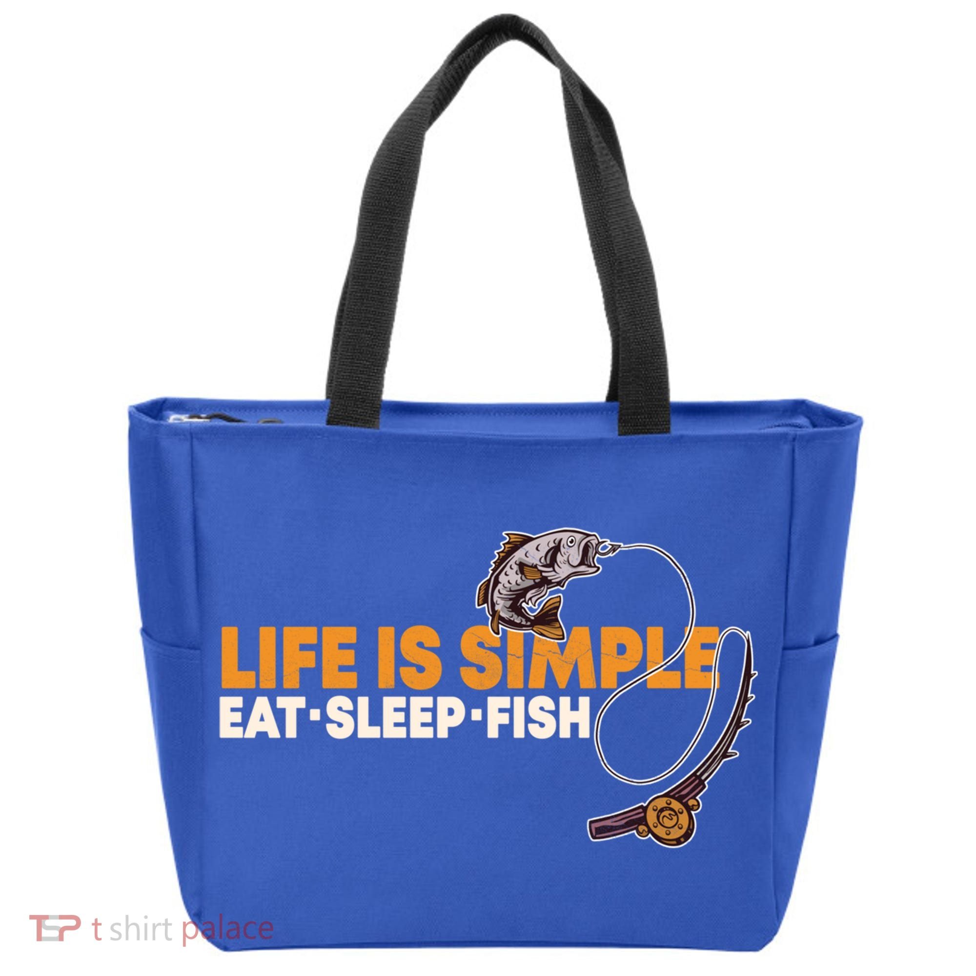 Life Is Simple Eat Sleep Fish Fisher Theme S Cool Gift Tote Bag