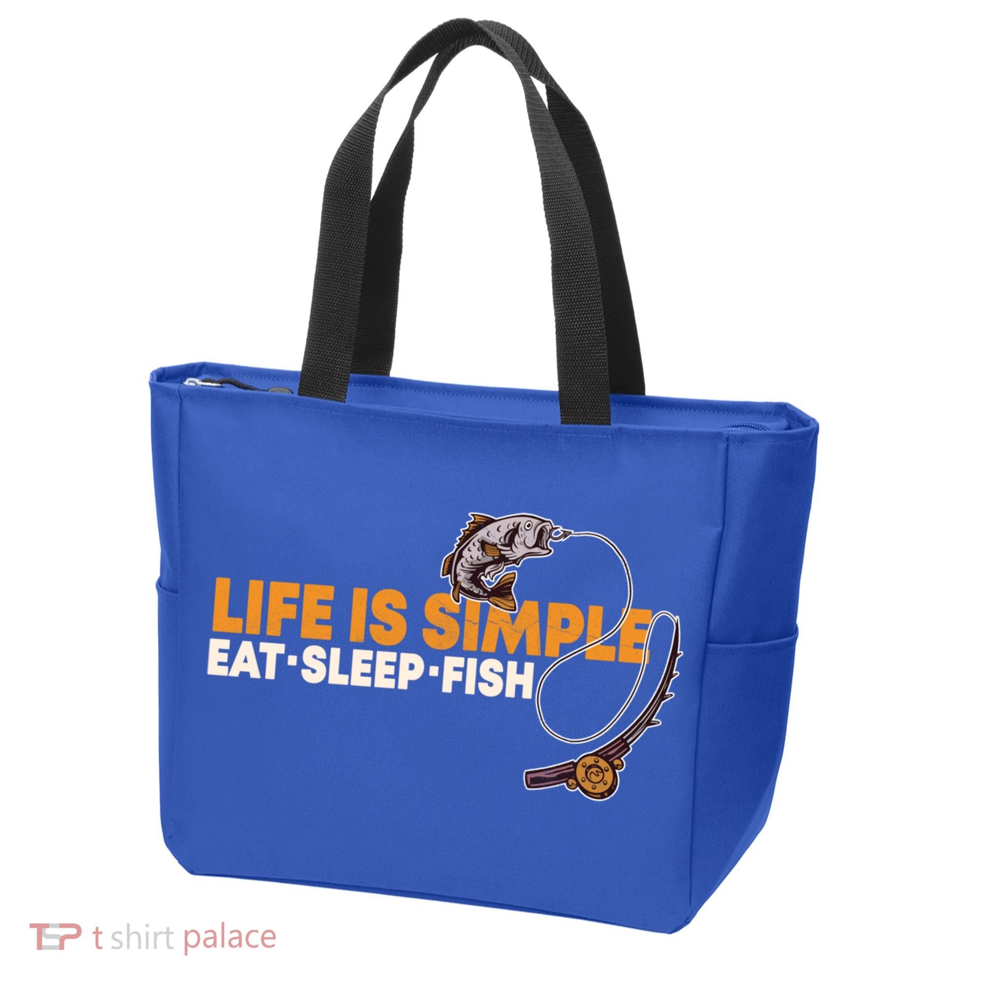 Life Is Simple Eat Sleep Fish Fisher Theme S Cool Gift Tote Bag