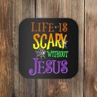 Life Is Scary Without Jesus Halloween Costume Coaster thumb 0