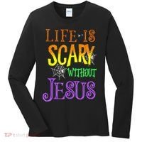Life Is Scary Without Jesus Halloween Costume Women's Long Sleeve Shirt thumb 0