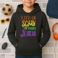 Life Is Scary Without Jesus Halloween Costume Kids Hoodie thumb 2
