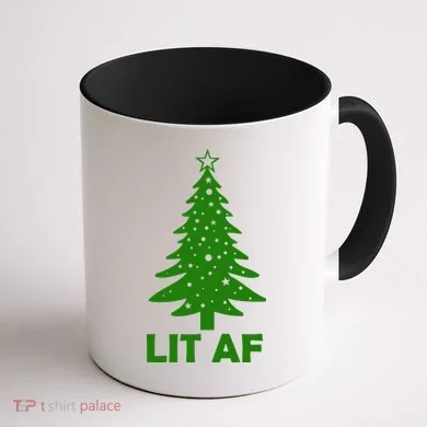 Lit AF Christmas Tree Coffee Mug back