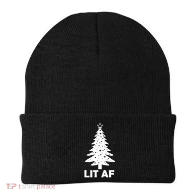 Lit AF Christmas Tree Beanie