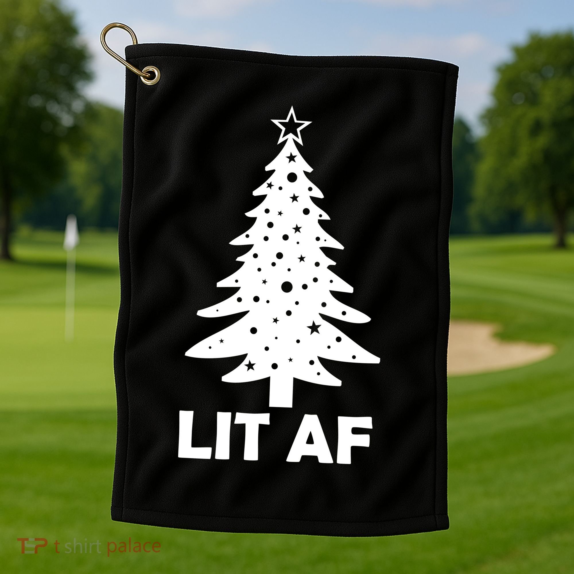 Lit AF Christmas Tree Golf Towel