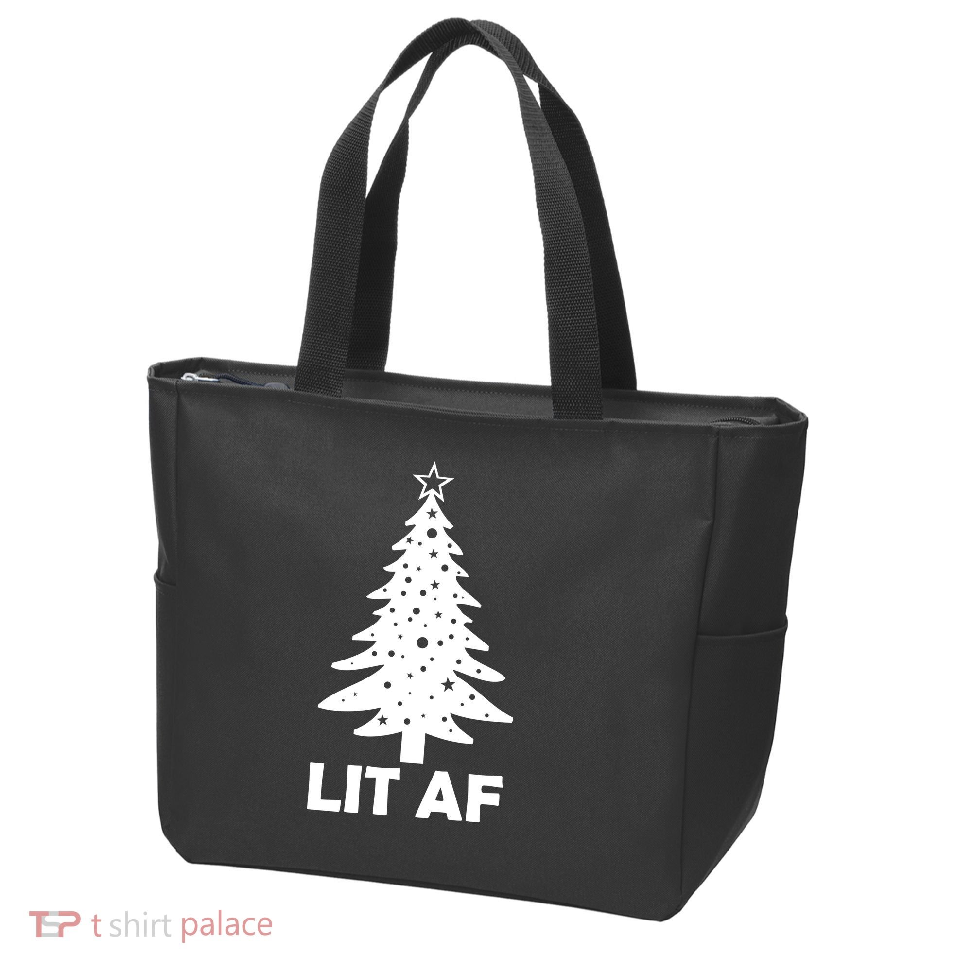 Lit AF Christmas Tree Tote Bag