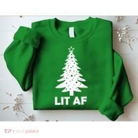Lit AF Christmas Tree Sweatshirt thumb 2