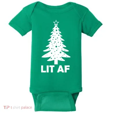 Lit AF Christmas Tree Baby Bodysuit