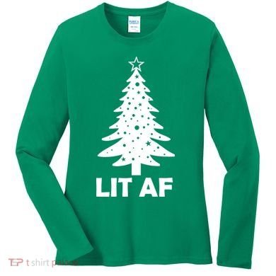 Lit AF Christmas Tree Women's Long Sleeve Shirt