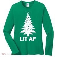 Lit AF Christmas Tree Women's Long Sleeve Shirt thumb 0