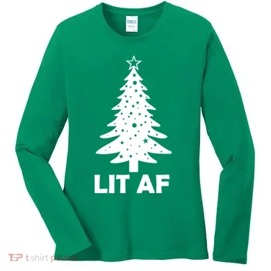 Lit AF Christmas Tree Women's Long Sleeve Shirt