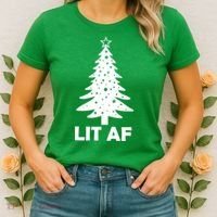 Lit AF Christmas Tree Women's T-Shirt thumb 2