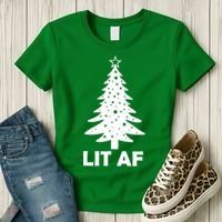 Lit AF Christmas Tree Women's T-Shirt thumb 3