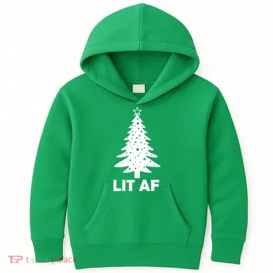 Lit AF Christmas Tree Kids Hoodie