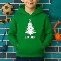 Lit AF Christmas Tree Kids Hoodie thumb 2