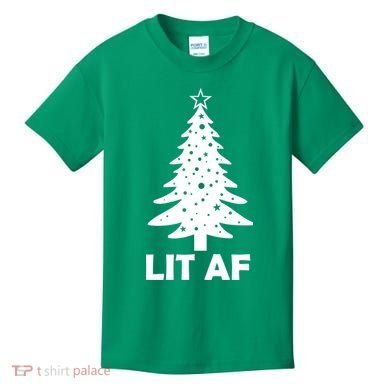 Lit AF Christmas Tree Kids T-Shirt