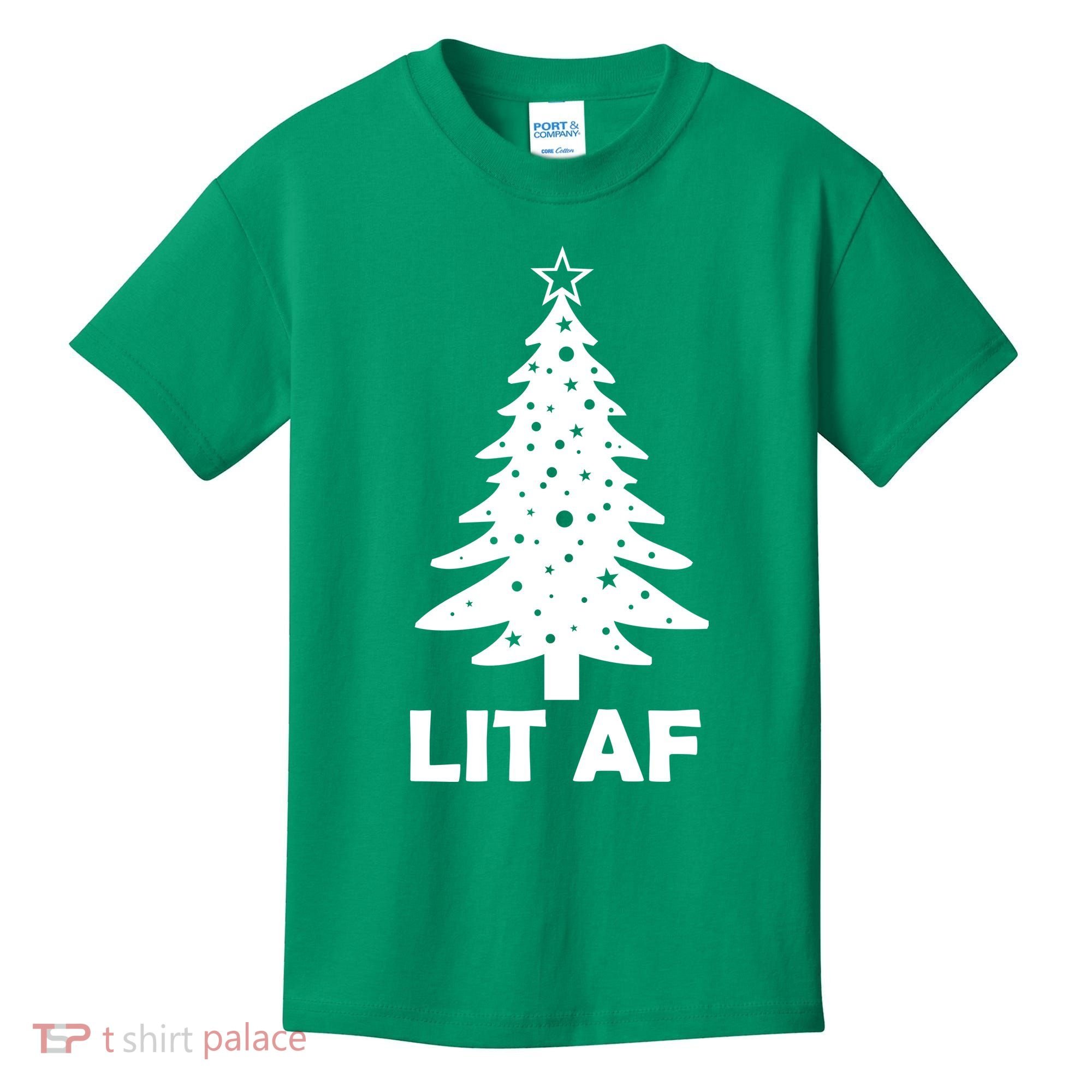 Lit AF Christmas Tree Kids T-Shirt