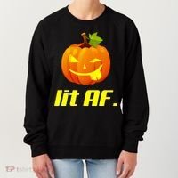 Lit AF Funny Halloween Jack O Lantern Pumpkin Women's Sweatshirt thumb 0