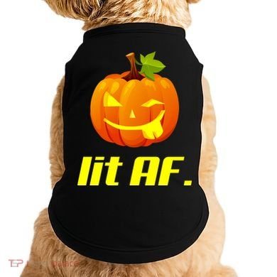 Lit AF Funny Halloween Jack O Lantern Pumpkin Doggie Tank