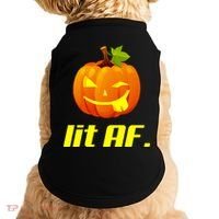 Lit AF Funny Halloween Jack O Lantern Pumpkin Doggie Tank thumb 0