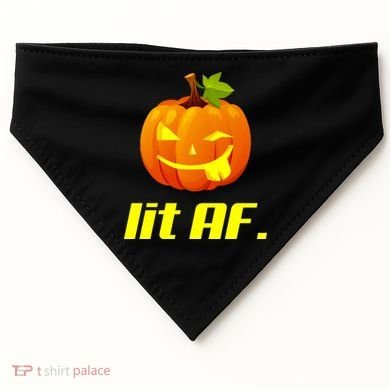 Lit AF Funny Halloween Jack O Lantern Pumpkin USA-Made Doggie Bandana