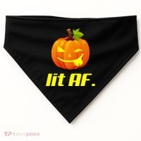 Lit AF Funny Halloween Jack O Lantern Pumpkin USA-Made Doggie Bandana thumb 0