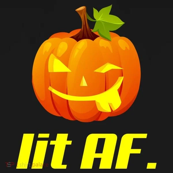 Lit AF Funny Halloween Jack O Lantern Pumpkin Long Sleeve Shirt