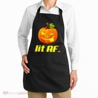 Lit AF Funny Halloween Jack O Lantern Pumpkin Apron thumb 2