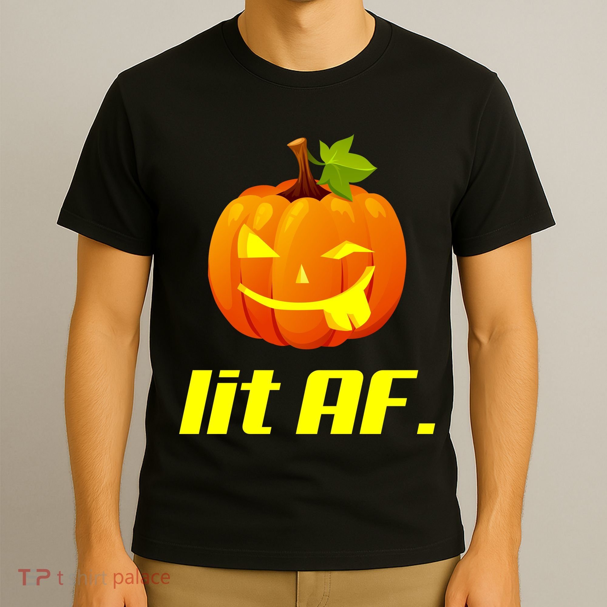 Lit AF Funny Halloween Jack O Lantern Pumpkin T-Shirt