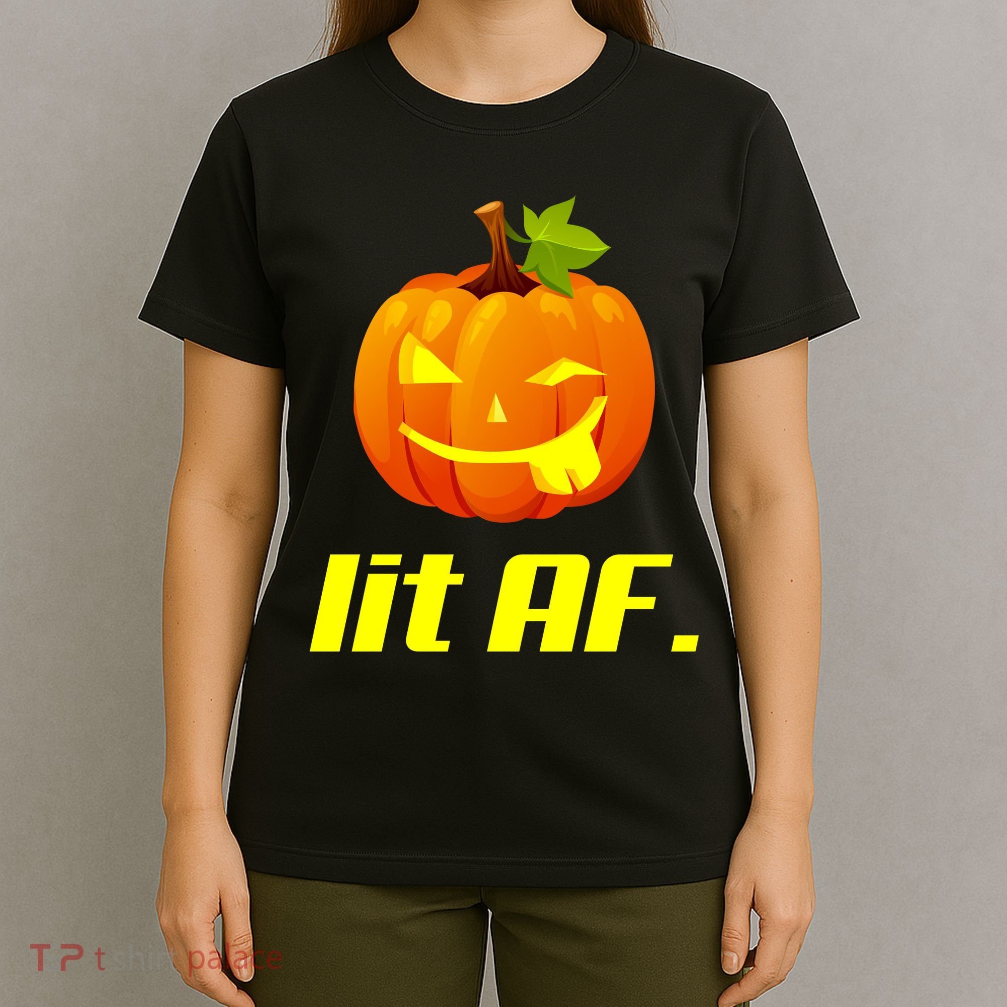 Lit AF Funny Halloween Jack O Lantern Pumpkin T-Shirt