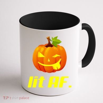 Lit AF Funny Halloween Jack O Lantern Pumpkin Coffee Mug back