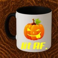 Lit AF Funny Halloween Jack O Lantern Pumpkin Coffee Mug thumb 2