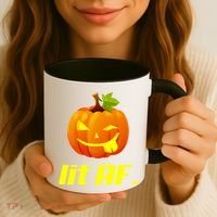 Lit AF Funny Halloween Jack O Lantern Pumpkin Coffee Mug thumb 3