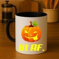 Lit AF Funny Halloween Jack O Lantern Pumpkin Coffee Mug thumb 4
