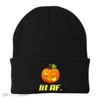 Lit AF Funny Halloween Jack O Lantern Pumpkin Beanie thumb 0