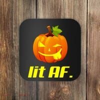 Lit AF Funny Halloween Jack O Lantern Pumpkin Coaster thumb 0