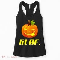 Lit AF Funny Halloween Jack O Lantern Pumpkin Women's Tank Top thumb 0
