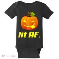 Lit AF Funny Halloween Jack O Lantern Pumpkin Baby Bodysuit thumb 0