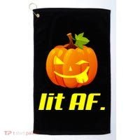 Lit AF Funny Halloween Jack O Lantern Pumpkin Golf Towel thumb 0