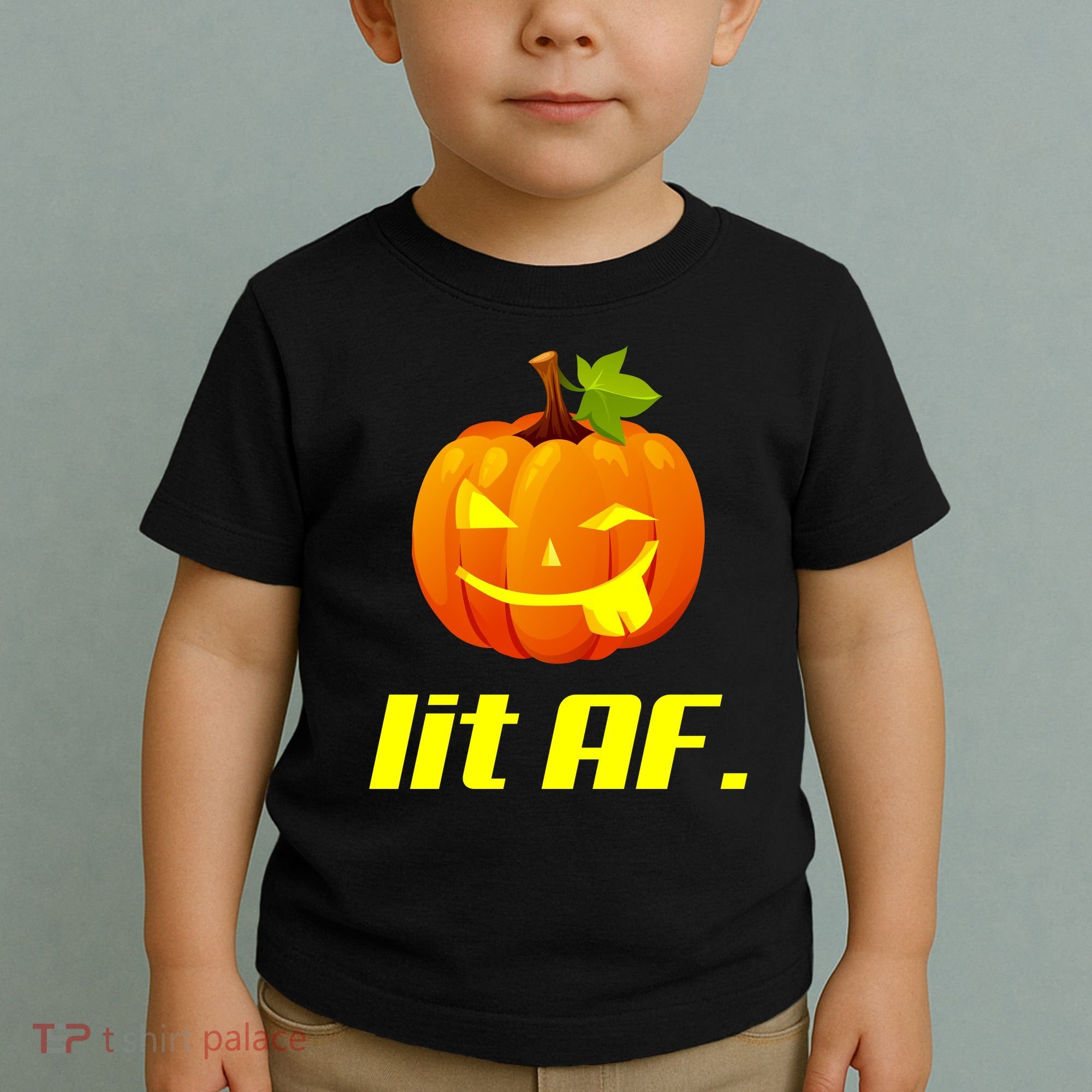 Lit AF Funny Halloween Jack O Lantern Pumpkin Toddler T-Shirt