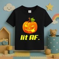 Lit AF Funny Halloween Jack O Lantern Pumpkin Toddler T-Shirt thumb 3