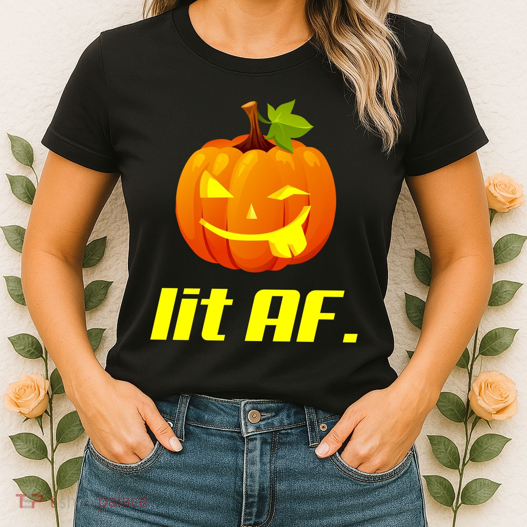 Lit AF Funny Halloween Jack O Lantern Pumpkin Women's T-Shirt