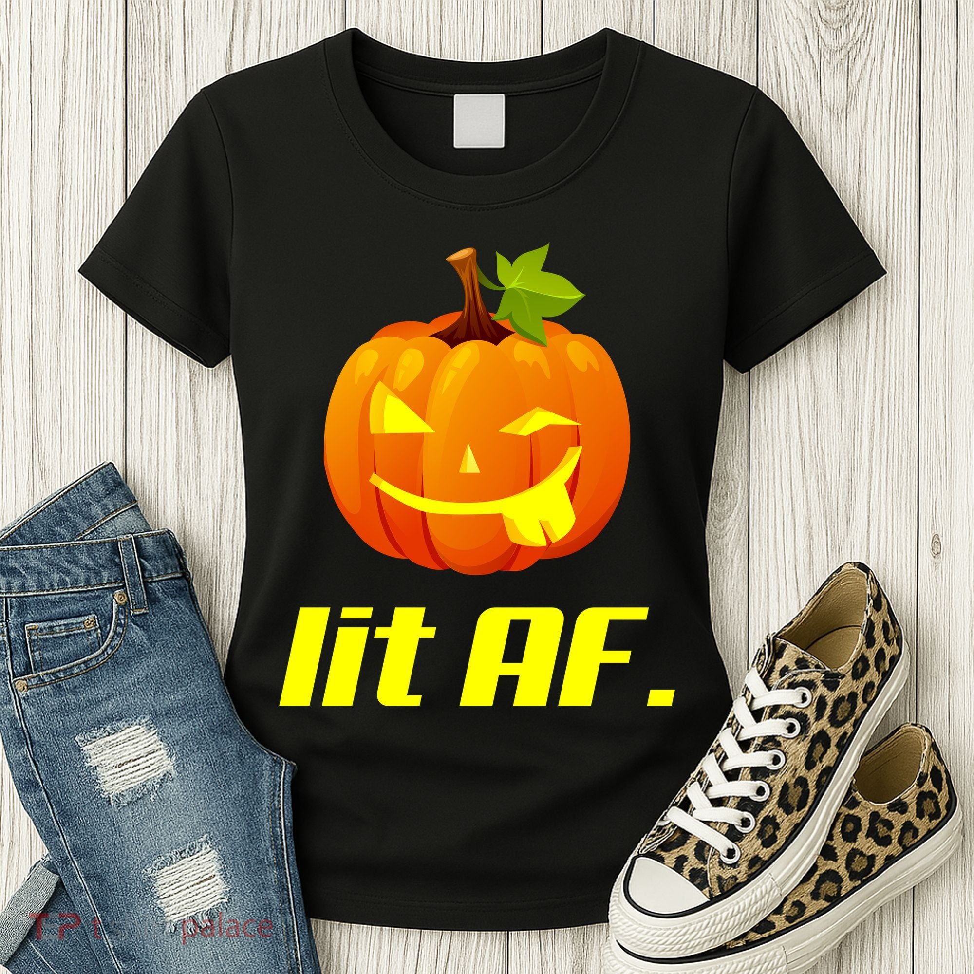 Lit AF Funny Halloween Jack O Lantern Pumpkin Women's T-Shirt