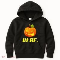 Lit AF Funny Halloween Jack O Lantern Pumpkin Kids Hoodie thumb 0