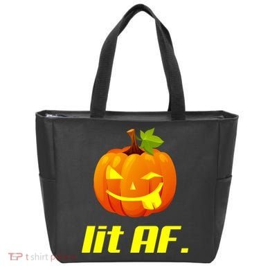 Lit AF Funny Halloween Jack O Lantern Pumpkin Tote Bag