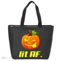 Lit AF Funny Halloween Jack O Lantern Pumpkin Tote Bag thumb 0