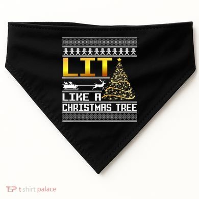 Lit Like a Christmas Tree Funny Ugly Christmas USA-Made Doggie Bandana