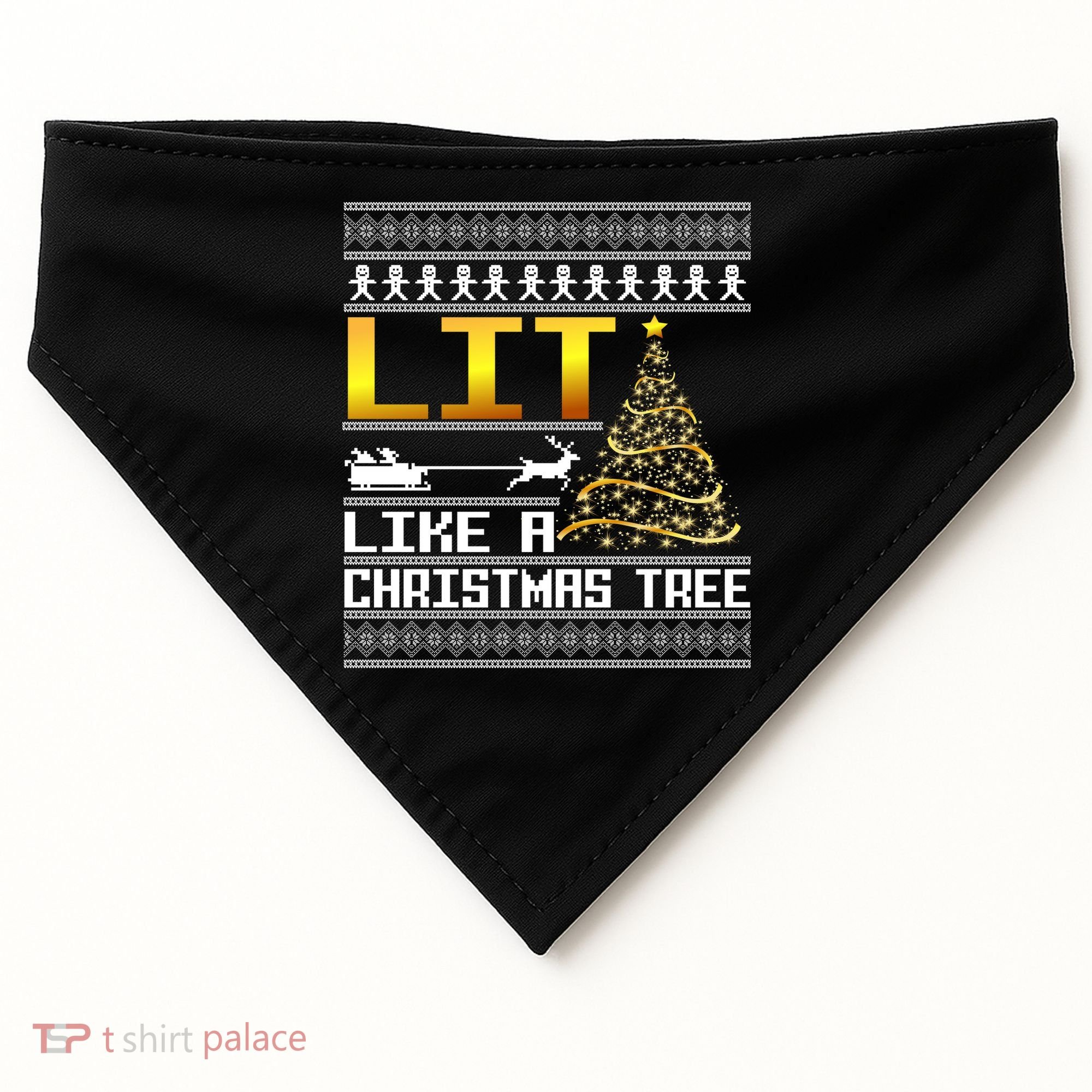 Lit Like a Christmas Tree Funny Ugly Christmas USA-Made Doggie Bandana