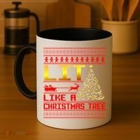Lit Like a Christmas Tree Funny Ugly Christmas Coffee Mug thumb 4