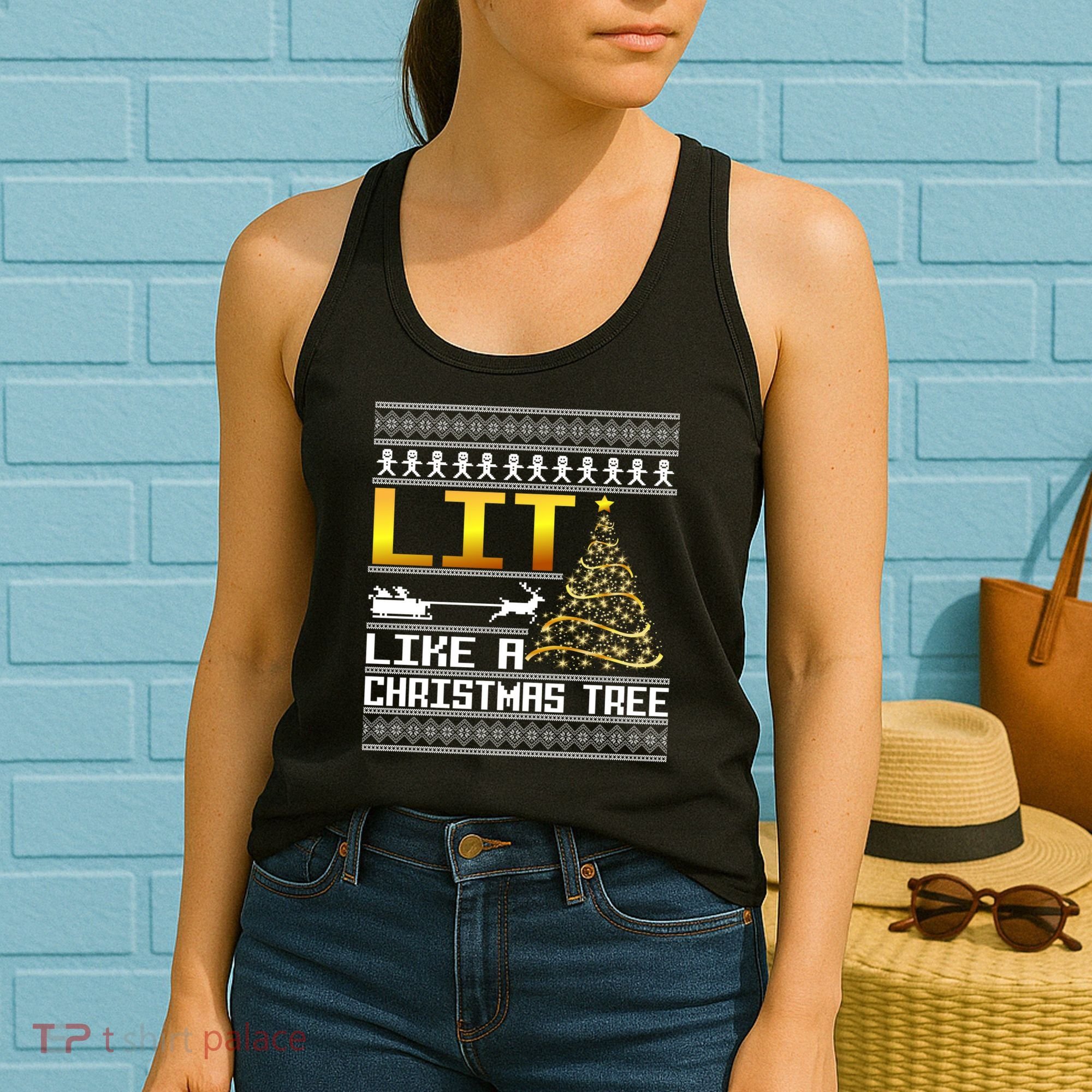Lit Like a Christmas Tree Funny Ugly Christmas Women's Tank Top