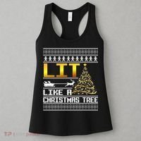 Lit Like a Christmas Tree Funny Ugly Christmas Women's Tank Top thumb 3